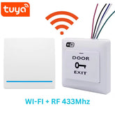 Tuya Smart Switch Door Exit Push Release Button with RF Remote, Wifi+Rf 433Mhz, Door Exit Button, Tuya devices, smart devices, RF Supported switch, wall switches.